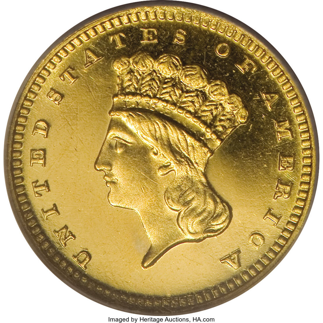 image for: 1888 G$1 --Altered Surface--NCS. Proof. The coin grades PR60 or better and presents well. The fields are deeply reflective a...