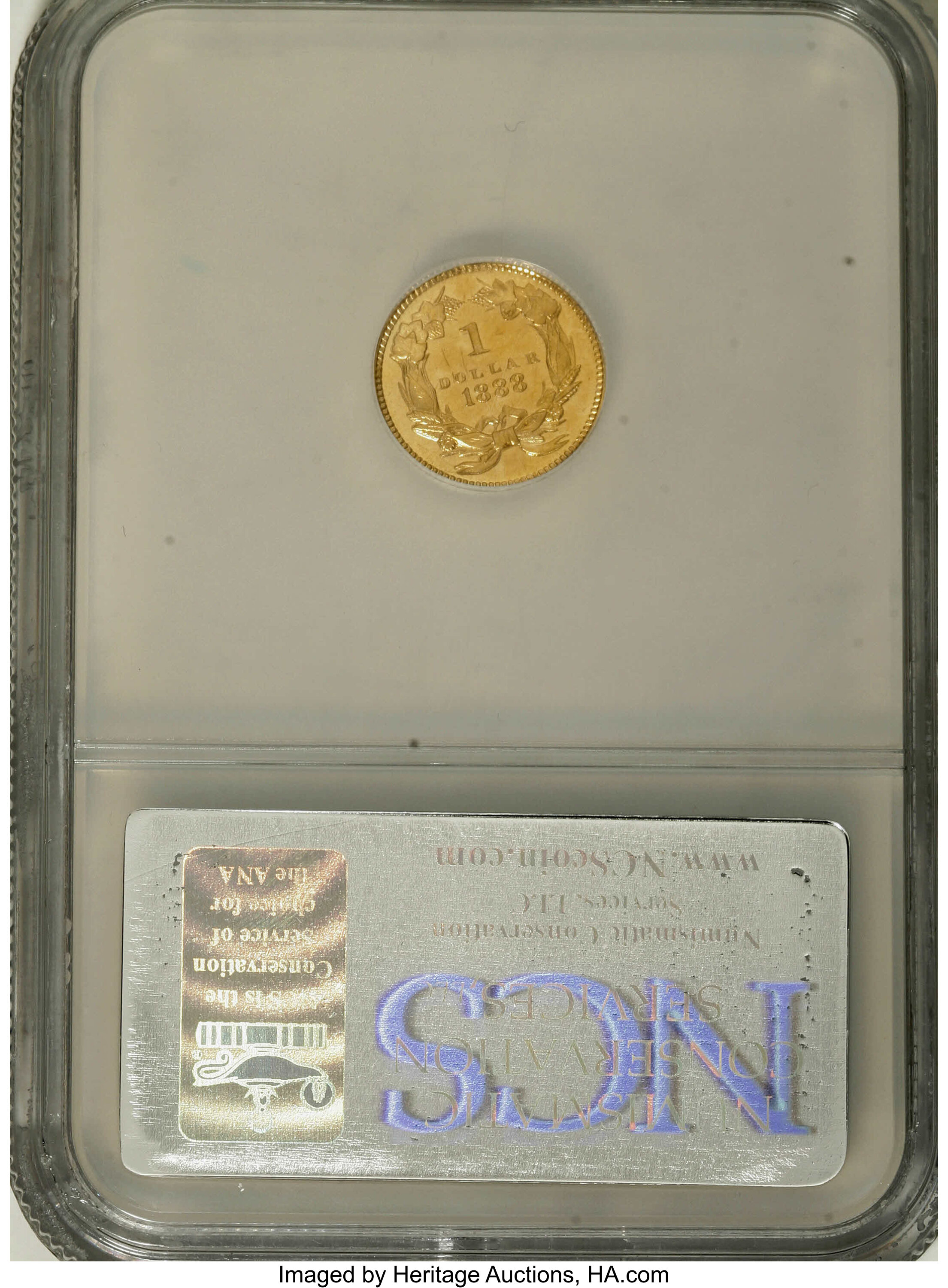 image for: 1888 G$1 --Altered Surface--NCS. Proof. The coin grades PR60 or better and presents well. The fields are deeply reflective a...