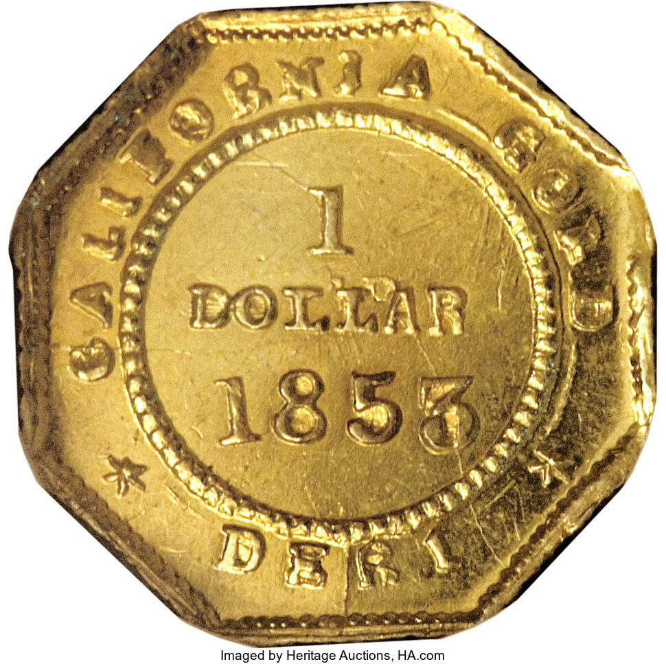 image for: 1853 $1 Liberty Octagonal 1 Dollar, BG-518, R.5, MS62 NGC. A difficult to find Period One octagonal dollar variety, certain...