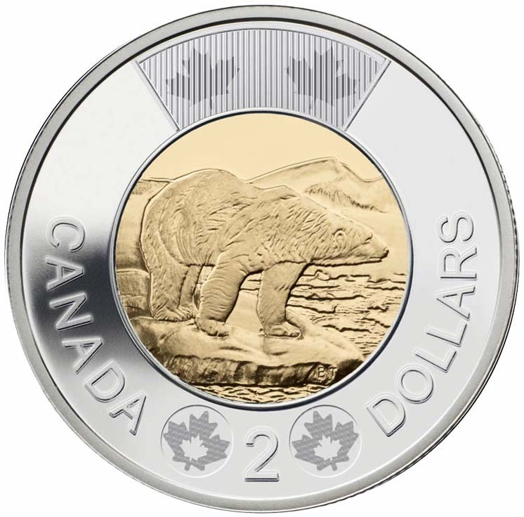 Canada Coin 2011 Two Dollars Polar Bear Reverse Business Strike