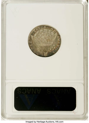 image for: 1804 10C 14 Stars on Reverse--Damaged, Cleaned--ANACS. Fine 15 Details. JR-2, R.5. The 1 in the date touches the curl, and ...
