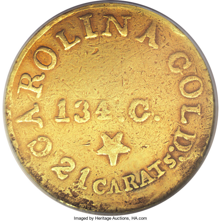 image for: (1837-42) $5 C. Bechtler Five Dollar, 134G, With Star--Plugged--NCS. XF Details. K-20, R.4. Plugged and repaired near the R...