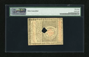 image for: Massachusetts May 5, 1780 $5 PMG Choice About Unc 58, HOC.