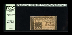image for: New Jersey June 22, 1756 12s PCGS Very Choice New 64PPQ.