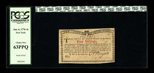 image for: New York January 6, 1776 (Water Works) 4s PCGS Choice New 63PPQ.
