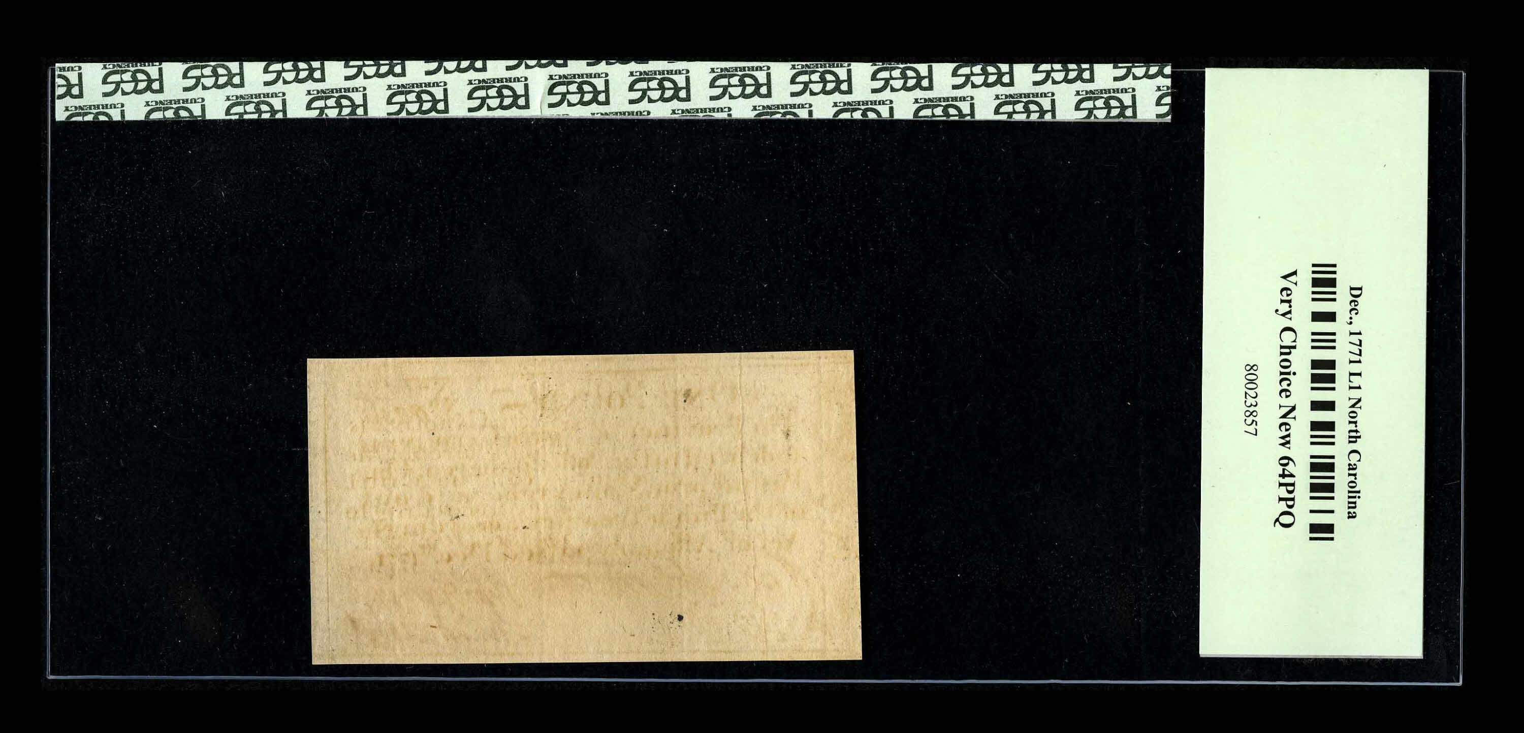 image for: North Carolina December, 1771 £1 PCGS Very Choice New 64PPQ. A lovely example, with four strong signatures and excellent ma...