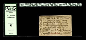 image for: North Carolina December, 1771 £3 PCGS About New 53.