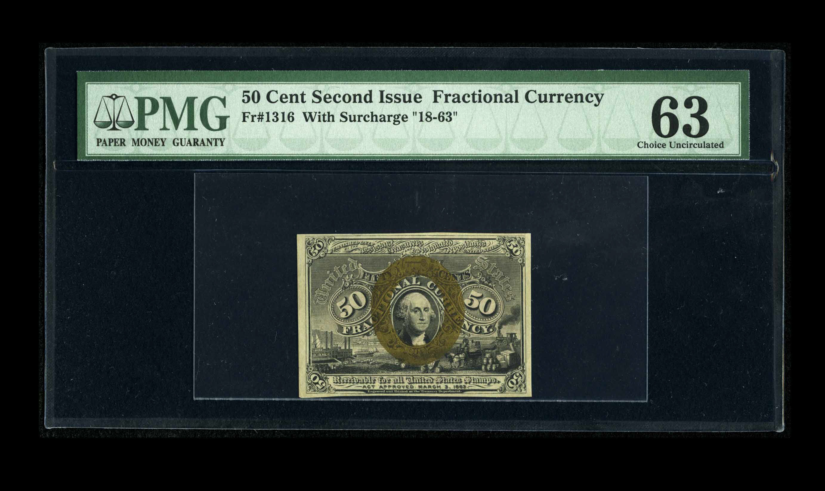 image for: Fr. 1316 50c Second Issue PMG Choice Uncirculated 63. With a touch better centering on the back at the top this "sleeper"  p...
