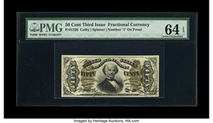 image for: Fr. 1326 50c Third Issue Spinner PMG Choice Uncirculated 64 EPQ. This Spinner is widely margined and back centering is the o...