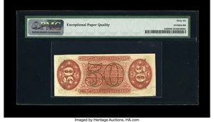 image for: Fr. 1329 50c Third Issue Spinner PMG Gem Uncirculated 66 EPQ. Beautiful face margins, ideal color, bright bronze and incred...