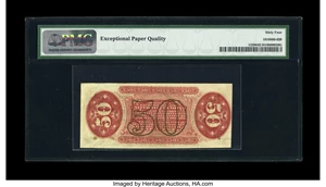 image for: Fr. 1329 50c Third Issue Spinner PMG Choice Uncirculated 64 EPQ. This scarcer-signature-combination note has excellent margi...