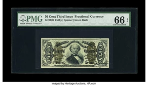 image for: Fr. 1339 50c Third Issue Spinner Type II PMG Gem Uncirculated 66 EPQ. Unlike many so-called Gems, this exceptional piece boa...