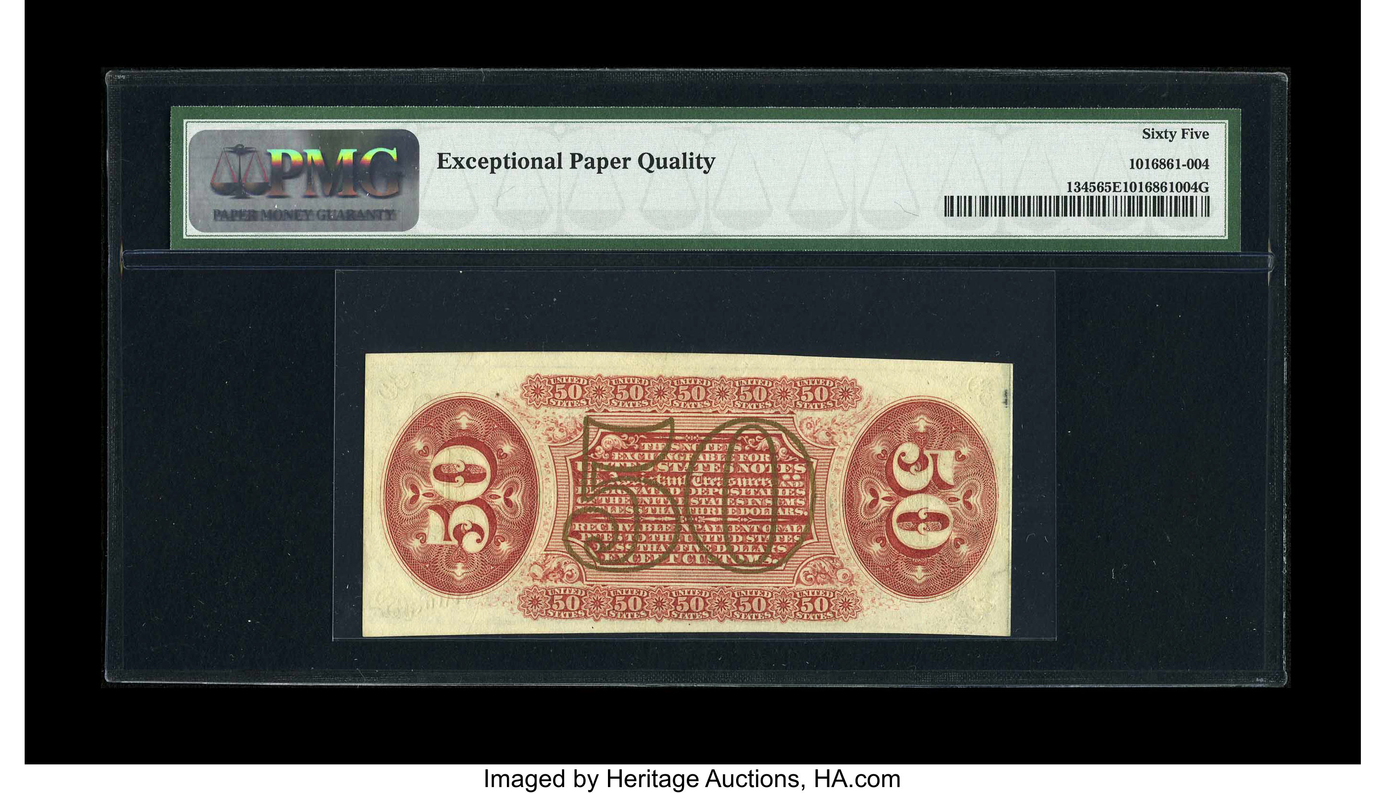 image for: Fr. 1345 50c Third Issue Justice PMG Gem Uncirculated 65 EPQ. Most examples of this issue have one or more margins that are ...