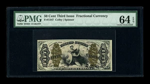 image for: Fr. 1347 50c Third Issue Justice PMG Choice Uncirculated 64 EPQ. This pleasing Justice remains quite bright and is well embo...