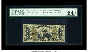 image for: Fr. 1356 50¢ Third Issue Justice PMG Choice Uncirculated 64 EPQ. Boldly signed, with good color and the coveted EPQ designat...