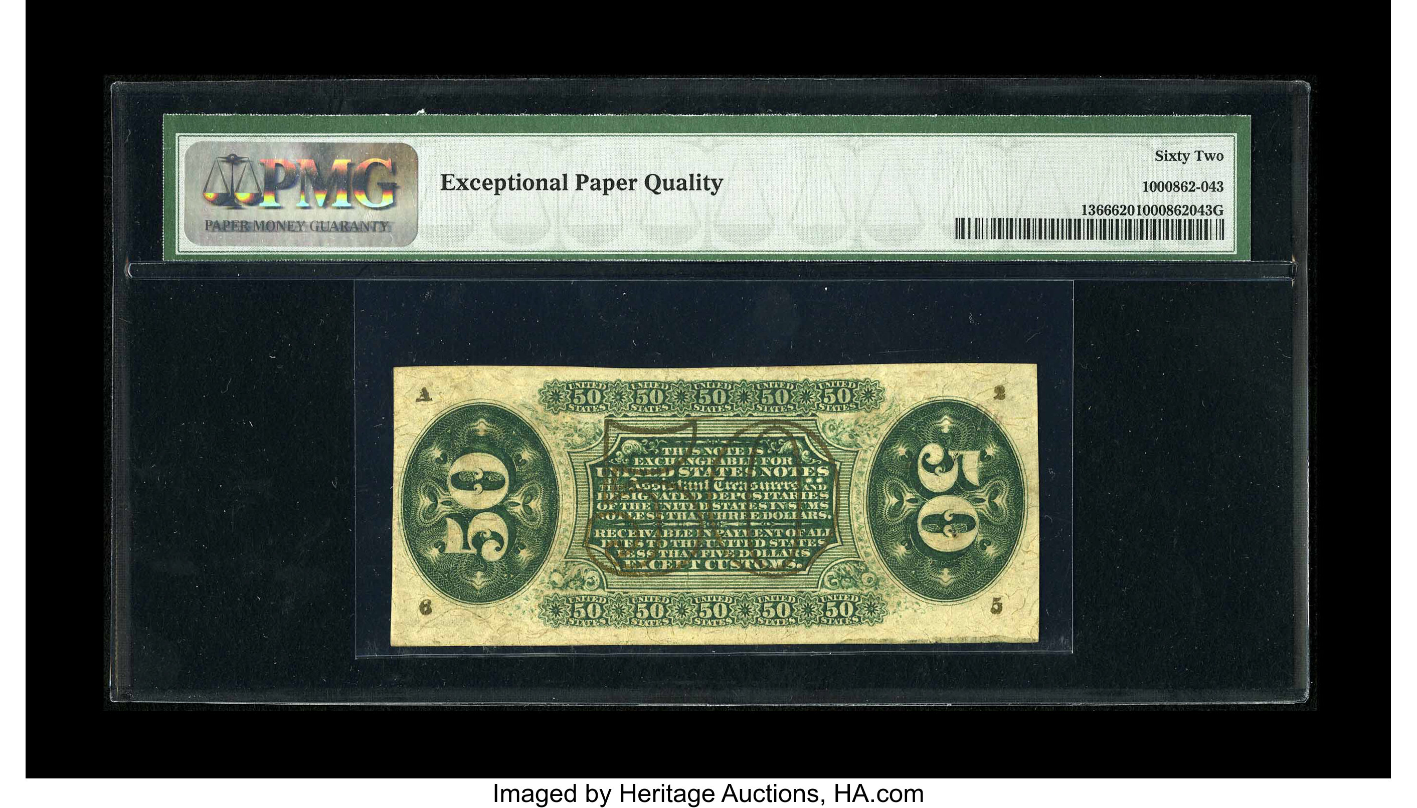 image for: Fr. 1366 50c Third Issue Justice PMG Uncirculated 62 EPQ. This is a near-Choice example of this much scarcer Justice type....