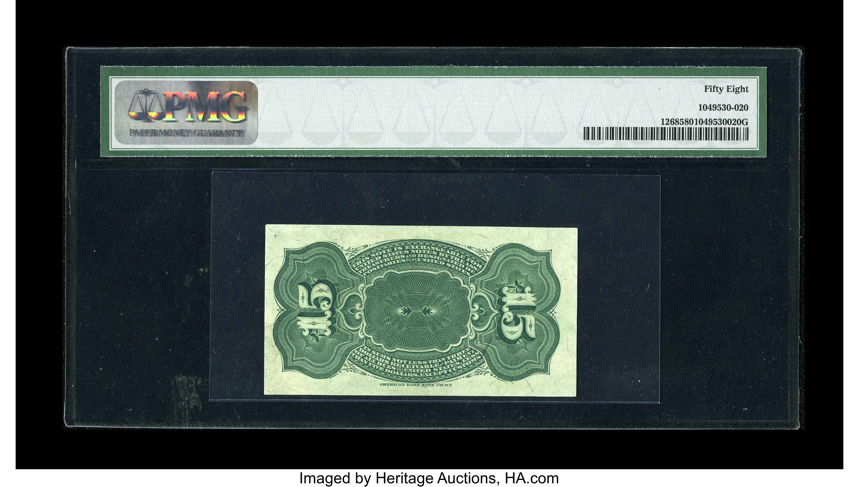 image for: Fr. 1268 15c Fourth Issue PMG Choice About Unc 58. This is the far rarer variety without the USUSUS watermark.  This note ha...