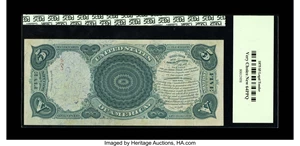 image for: Fr. 68 $5 1875 Legal Tender PCGS Very Choice New 64PPQ. Bold inks and embossing highlight this early Woodchopper. It is anot...