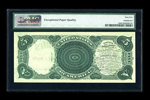 image for: Fr. 74 $5 1880 Legal Tender PMG Gem Uncirculated 65 EPQ. A very colorful, and clearly originally embossed Large Red Seal 188...