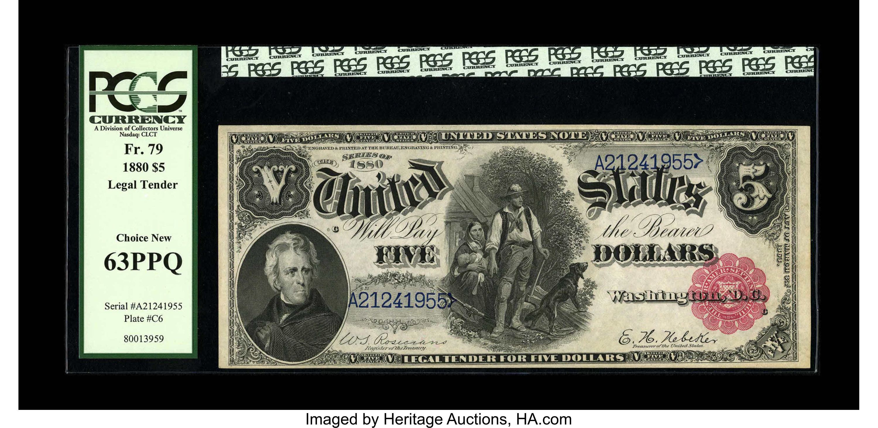 image for: Fr. 79 $5 1880 Legal Tender PCGS Choice New 63PPQ.