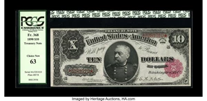 image for: Fr. 368 $10 1890 Treasury Note PCGS Choice New 63.