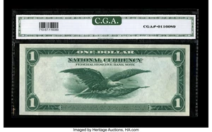 image for: Fr. 710 $1 1918 Federal Reserve Bank Note CGA Gem Uncirculated 67. This widely margined issue is a near-consecutive mate to ...