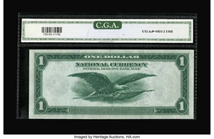 image for: Fr. 739 $1 1918 Federal Reserve Bank Note CGA Gem Uncirculated 65. A touch of tightness along the top margin holds this deep...
