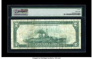 image for: Fr. 773 $2 1918 Federal Reserve Bank Note PMG Very Fine 20. The face of this Battleship is a little brighter than its back....