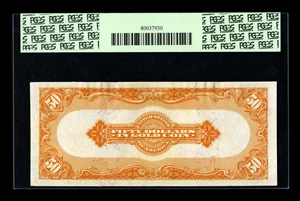 image for: Fr. 1199 $50 1913 Gold Certificate PCGS Choice About New 55. This lightly circulated beauty has broad margins, perfect color...