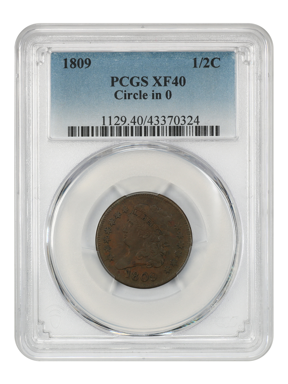 image for: 1809 1/2c PCGS XF40 (Circle in 0)