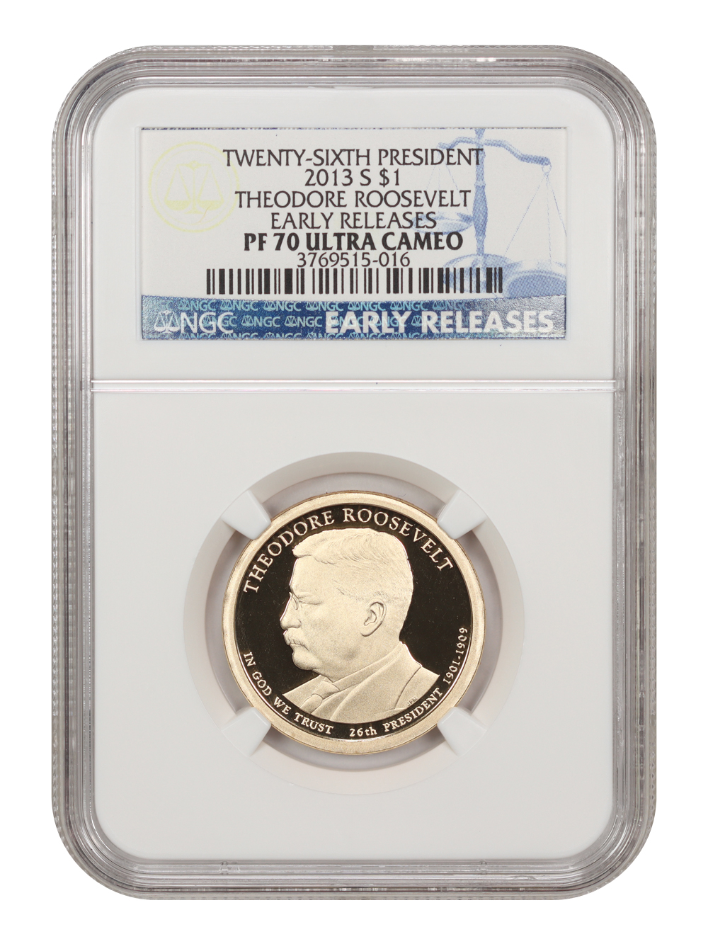 image for: 2013-S Theodore Roosevelt-26th President $1 NGC Proof 70 UCAM (Early Releases)