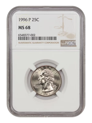 image for: 1996-P 25c NGC MS68