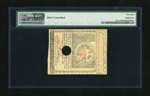 image for: Massachusetts May 5, 1780 $2 PMG Choice About Unc 58, HOC.