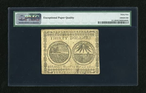 image for: Continental Currency July 22, 1776 $30 PMG Choice Very Fine 35 EPQ. PMG has added its "Exceptional Paper Quality" modifier t...