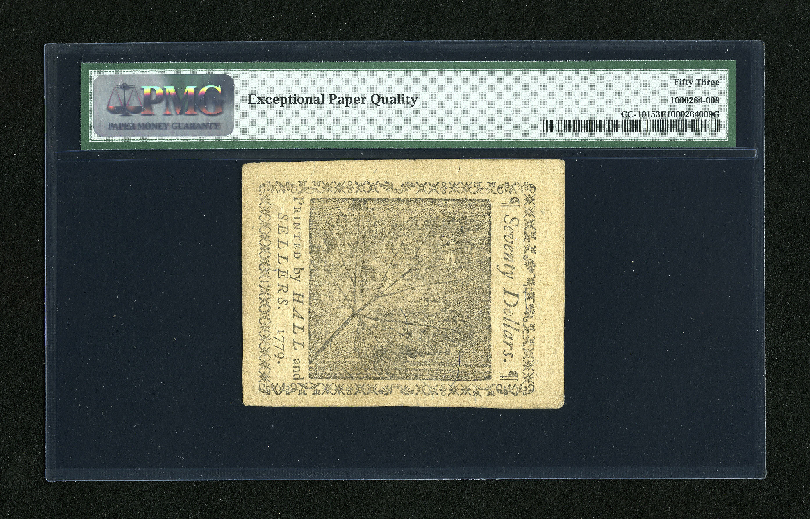 image for: Continental Currency January 14, 1779 $70 PMG About Uncirculated 53 EPQ. Only this final Continental Issue contained the $70...