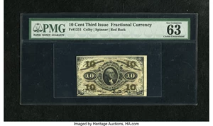 image for: Fr. 1251 10c Third Issue PMG Choice Uncirculated 63 EPQ.Bright bronzing and cavernous embossing are easily seen on this brig...
