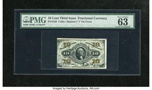 image for: Fr. 1256 10c Third Issue PMG Choice Uncirculated 63 EPQ. A very nice example of this scarcer "1" on face variety that has go...