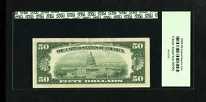 image for: Fr. 2112-B $50 1950E Federal Reserve Star Note. PCGS Choice About New 58PPQ.A light center fold graces this Star. Only the...