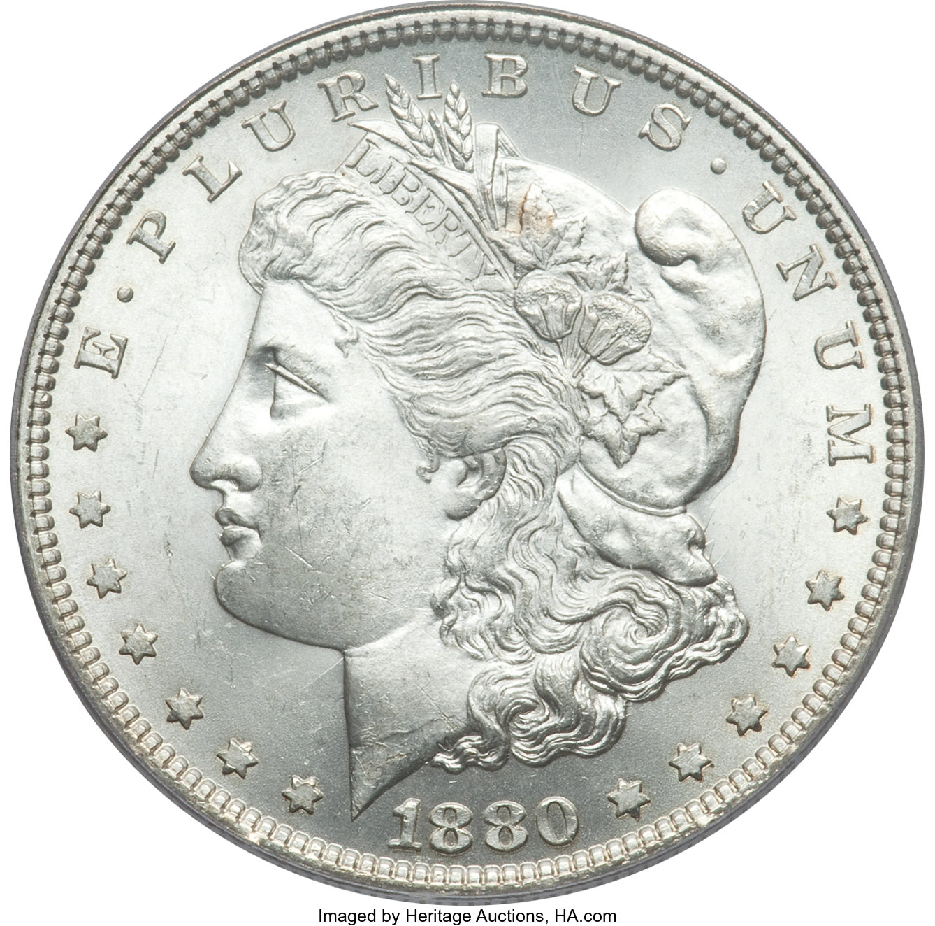 image for: 1880 $1 Clashed "IN," VAM-32A MS64 PCGS. Hit List. PCGS Population (16/2). NGC Census: (0/0).From The Parcfeld Collecti...