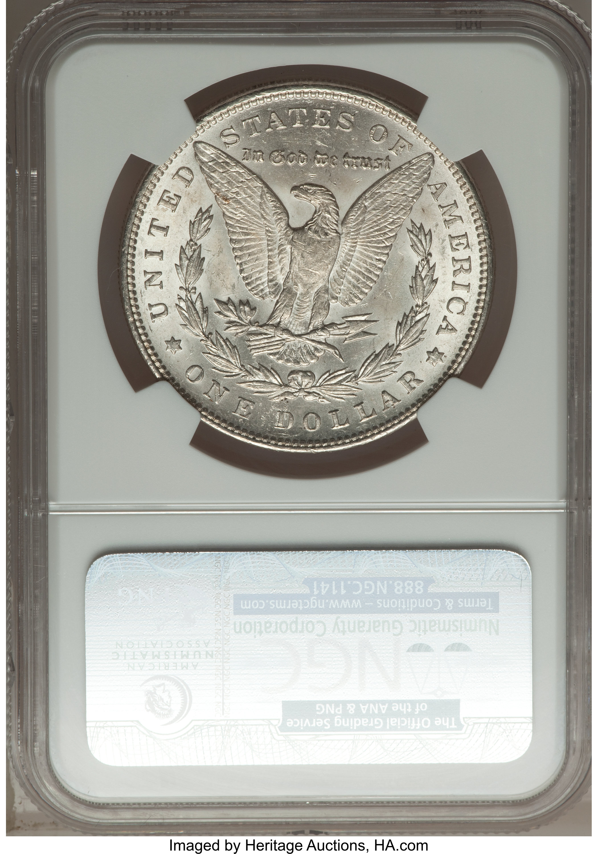 image for: 1889 $1 Pitted & Clashed Reverse, VAM-5B MS62 NGC.  Hitlist-40. NGC Census: (0/0). PCGS Population (4/10)....