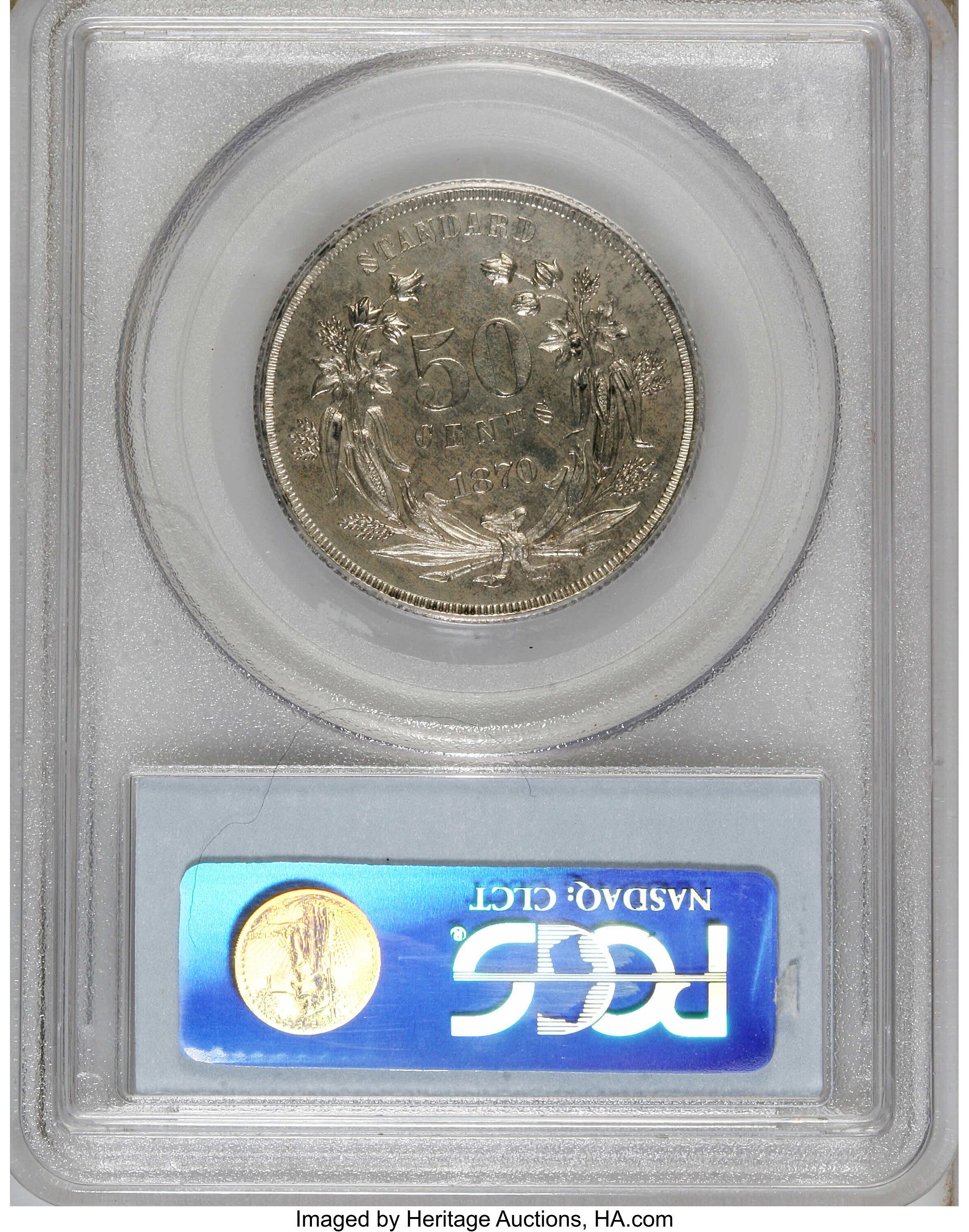 image for: 1870 50C Standard Silver Half Dollar, Judd-939, Pollock-1052, R.5, PR63 PCGS. PCGS Population (6/6). NGC Census: (4/3).   (...