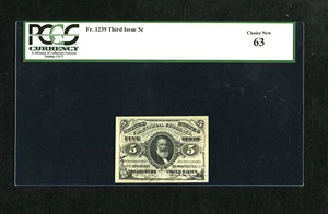image for: Fr. 1239 5c Third Issue PCGS Choice New 63. This is bright and colorful example of a popular Green Back Clark....