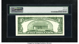 image for: Fr. 1961-D $5 1950 Wide II Federal Reserve Note. PMG Choice Uncirculated 64.A boldly embossed and flawless example of this...