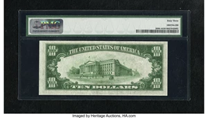 image for: Fr. 2006-A $10 1934A Federal Reserve Note. PMG Choice Uncirculated 63.Bold embossing is clearly seen through the PMG holde...