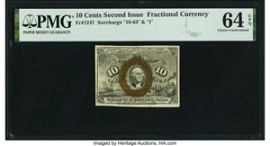 image for: Fr. 1247 10¢ Second Issue PMG Choice Uncirculated 64 EPQ....