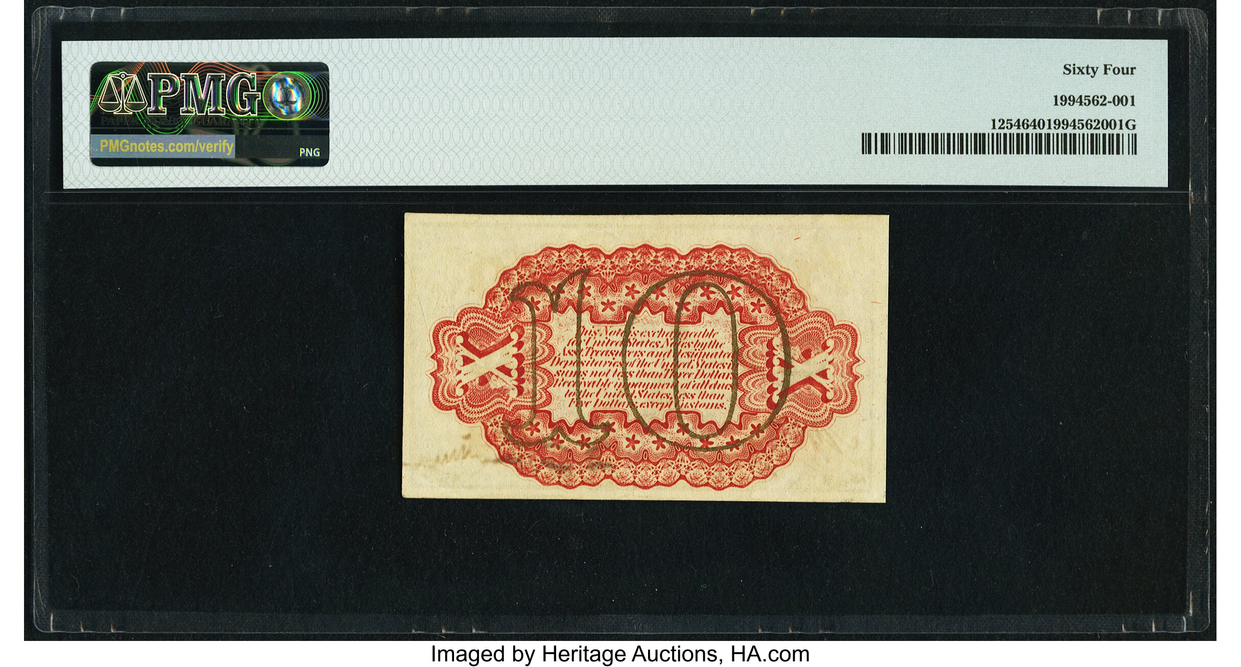 image for: Fr. 1254 10¢ Third Issue PMG Choice Uncirculated 64....