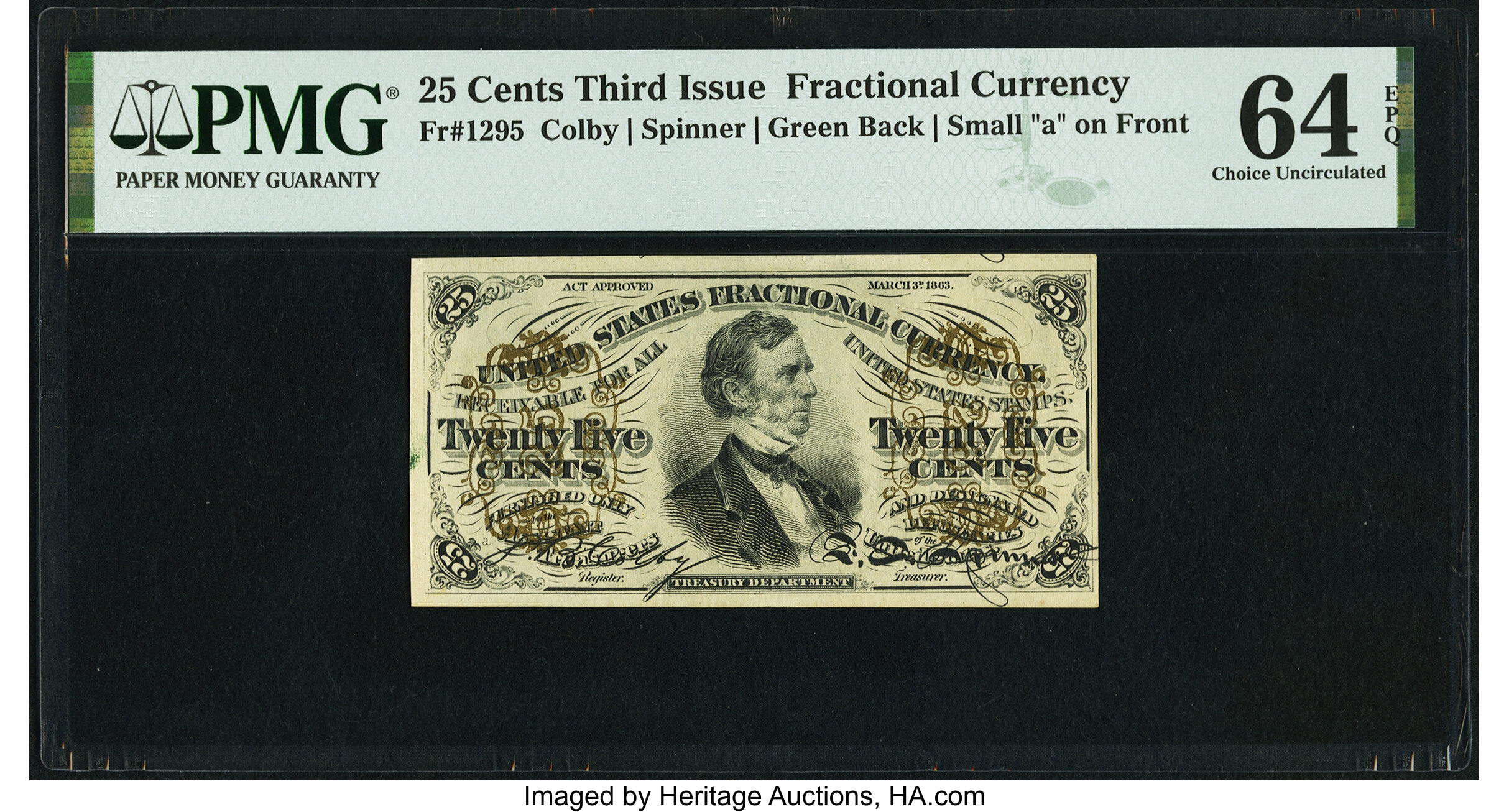 image for: Fr. 1295 25¢ Third Issue PMG Choice Uncirculated 64 EPQ....