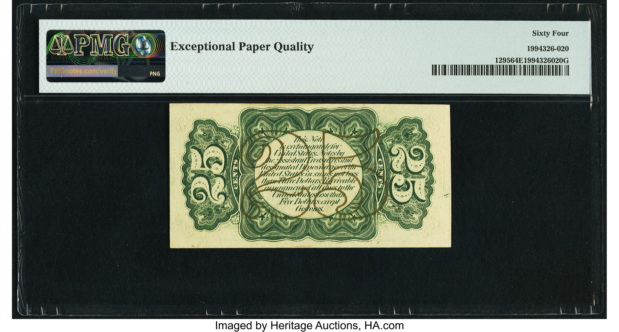 image for: Fr. 1295 25¢ Third Issue PMG Choice Uncirculated 64 EPQ....