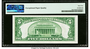 image for: Fr. 1955-F $5 1934 Federal Reserve Note. PMG Choice Uncirculated 64 EPQ....