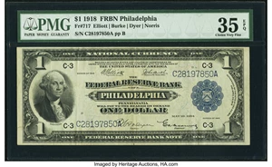 image for: Fr. 717 $1 1918 Federal Reserve Bank Note PMG Choice Very Fine 35 EPQ....